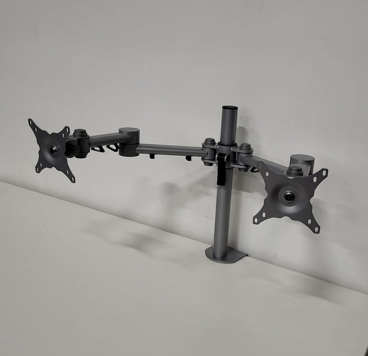 Dubbele monitorarm met tafelklem, Zilver, Vesa 70 / 100