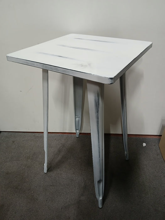 Bistrotafel, staal / geborsteld wit, B x D x H 60 x 60 x 102