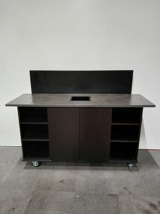 Verrijdbare buffet / afruimunit, zwart/grijs, 185 x 65 x 90