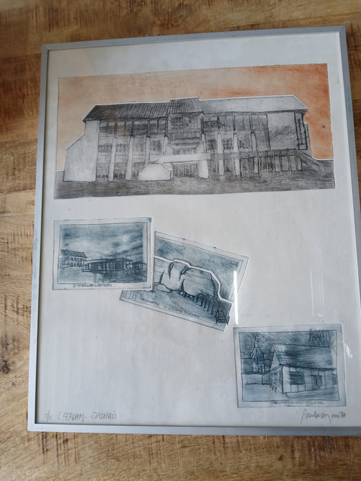 Tekening/collage van Leerdam, Arend van Dam (1945)
