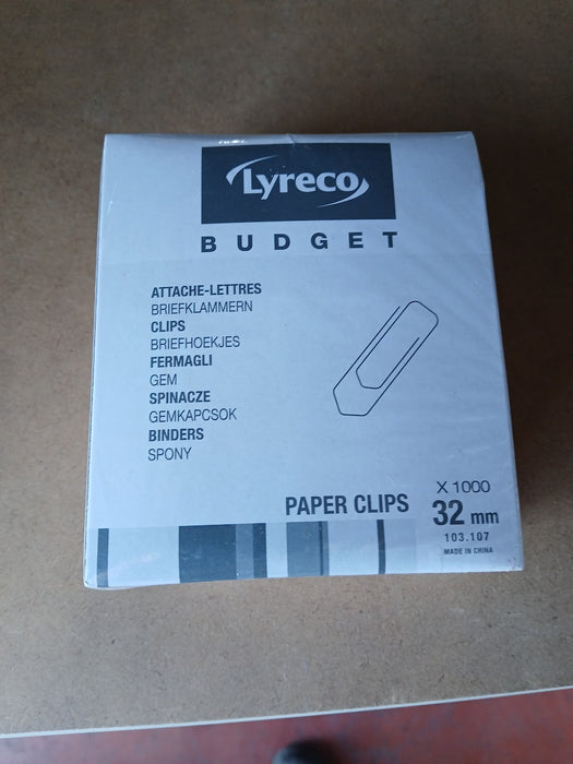 Lyreco 103.107 paperclips, 32 mm, 16 doosjes a 1000 stuks