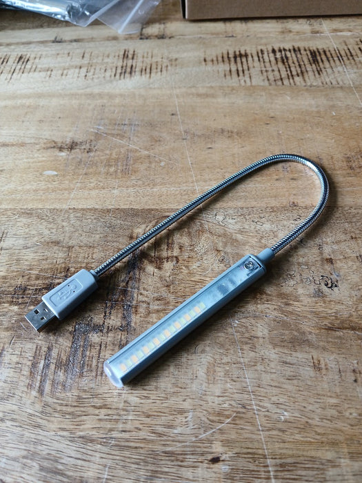USB LED lampje, 10 stuks, 2 lichtstanden, zilver, 42 cm lang