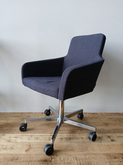 Wagner C-Club fauteuil, blauw stof, BxDxH 67 x 67 x 99 cm
