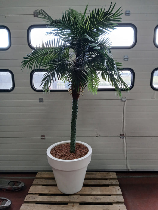 Kunststof palm in witte kunststof pot, totale hoogte 230 cm