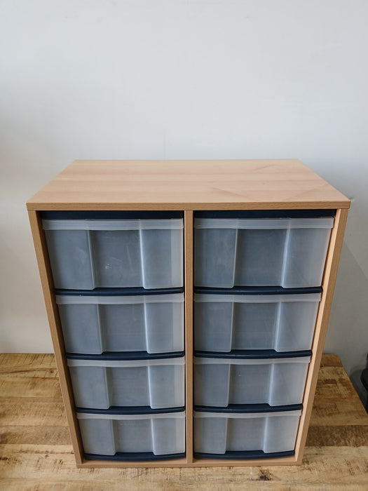 Vakkenkast + 8 opbergboxen, beuken fineer, 70,5 x 43 x 87 cm