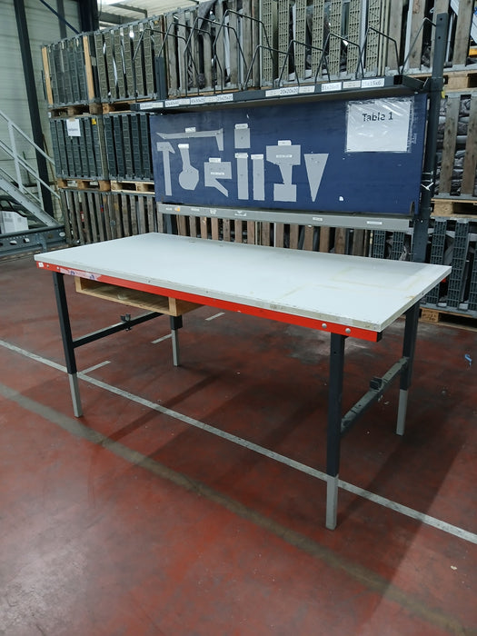 Werkbank in hoogte verstelbaar, hout/staal, L x B x H 200 x 92 x 70/110/206 cm