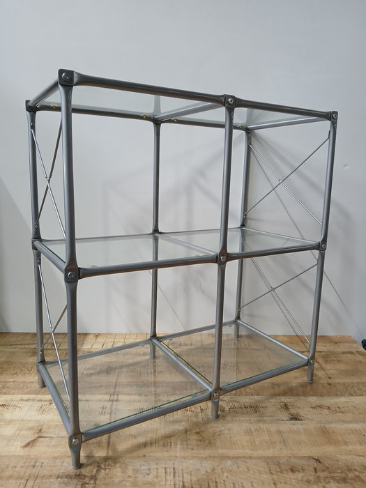 Rekje, metaal zilverkleur / glas, B x D x H 79 x 39 x 85 cm