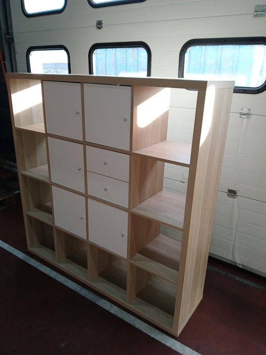 IKEA Kallax kast, 16- vaks, licht eiken, 147 x 39 x 147 cm