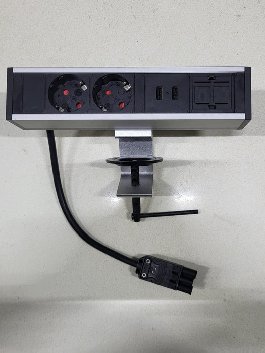 Filex (Fellowes) Desk Up, zwart / alu, opbouw stekker unit
