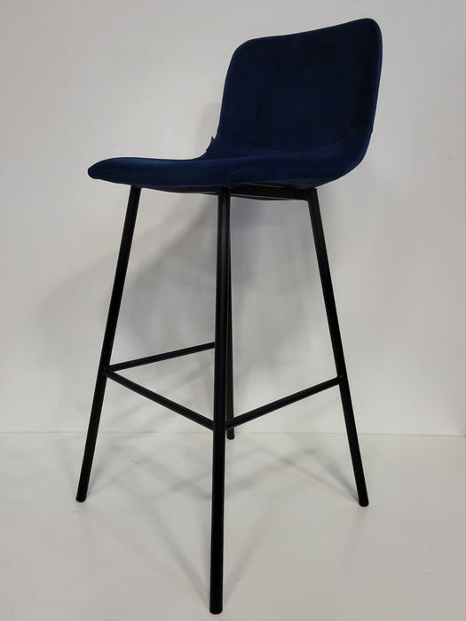 Barkruk Eindhoven, Blauw velvet, B x D x H 50 x 53 x 93 cm