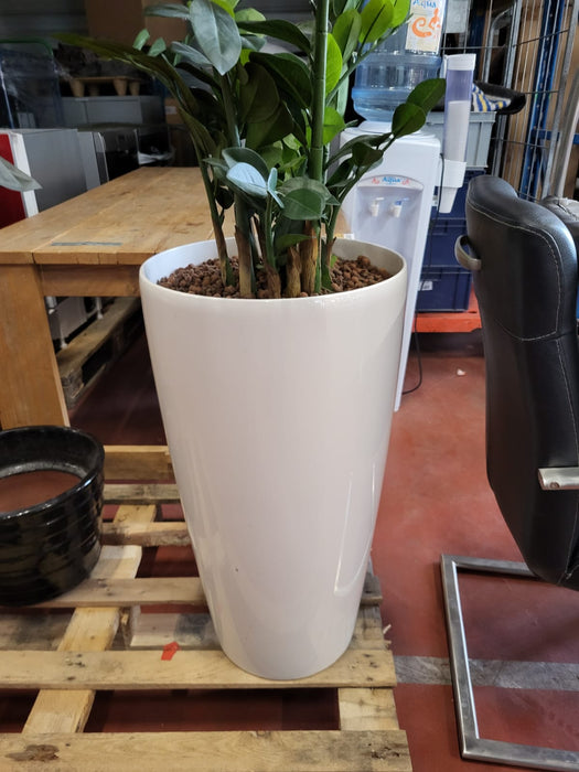 (Kunststof) plant in pot, wit kunststof, diameter pot 30/40 cm , H 90 cm, totale H 140 cm