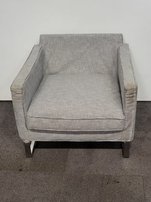 Ikea Melby fauteuil, grijze stof, B x D x H 78 x 85 x 80 cm