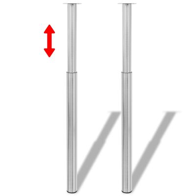 VidaXL set van 2 tafelpoten, geborsteld nikkel, 710-1100 mm