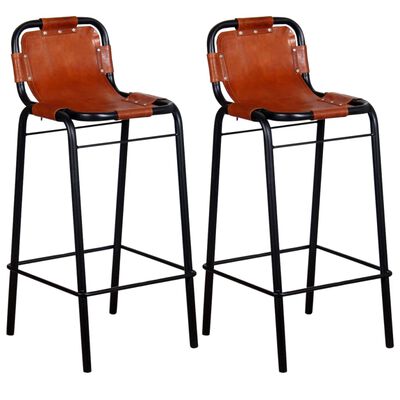 VidaXL barkruk, bruin leder, set van 2