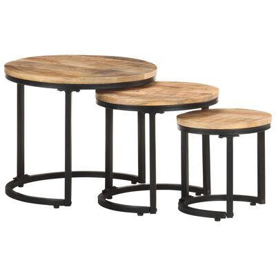 VidaXL bijzettafel, mangohout, set van 3