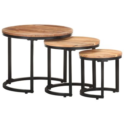 VidaXL bijzettafel, acaciahout, set van 3