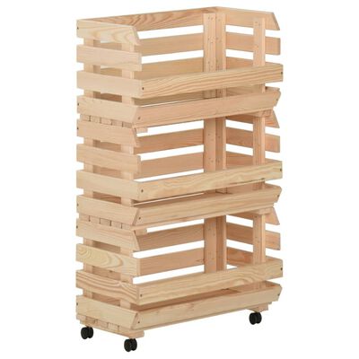 VidaXL groentetrolley, 37 x 30 x 80 cm, grenenhout
