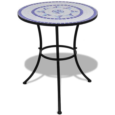 VidaXL bijzettafel, blauw en wit mozaiek, 60 cm ø