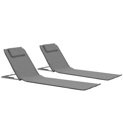 VidaXL strandmat inklapbaar, set van 2, stof grijs