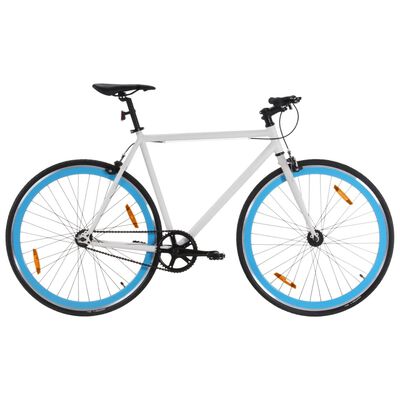 VidaXL fiets met vaste versnelling, blauw/wit