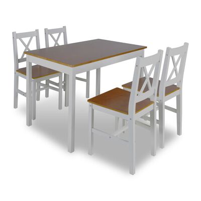 VidaXL eethoekset, 5 delig, bruin en wit