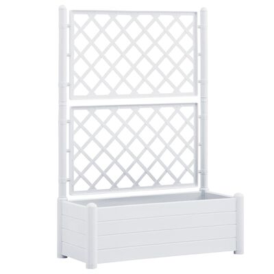 VidaXL plantenbak met latwerk, wit, 142 x 100 x 43 cm