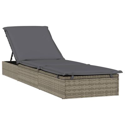 VidaXL ligbed, 201 x 55 x 62 cm, poly rattan grijs
