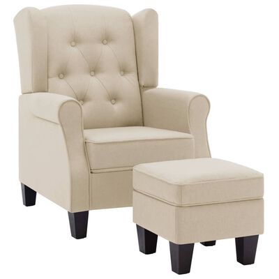 VidaXL fauteuil met voetensteun, creme