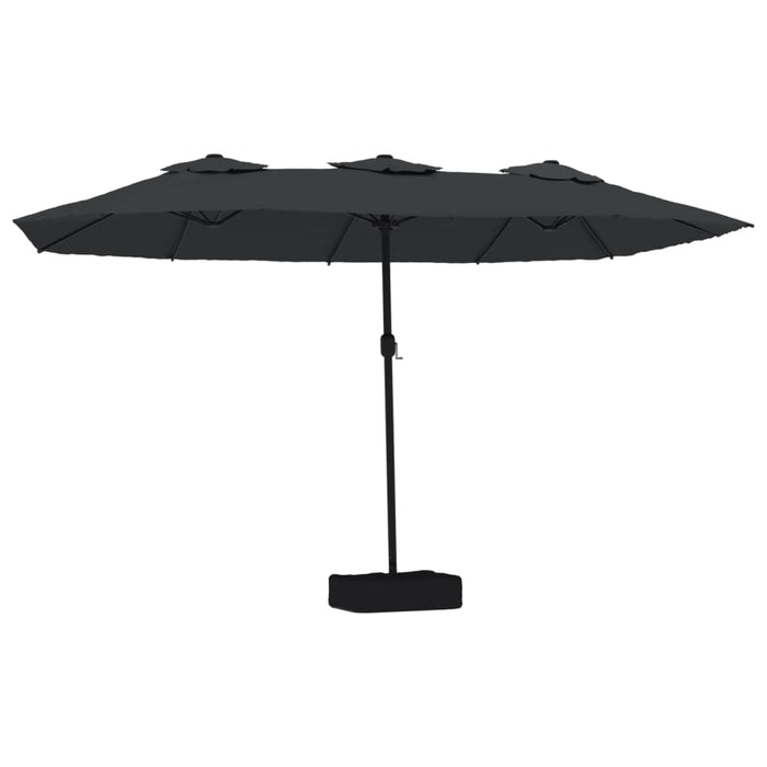 VidaXL parasol, dubbel dak + LED verlichting, zwart, 449 x 245 cm