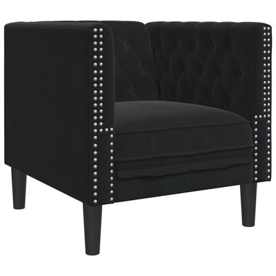VidaXL fauteuil, zwart fluweel, 71 x 74,5 x 70,5 cm