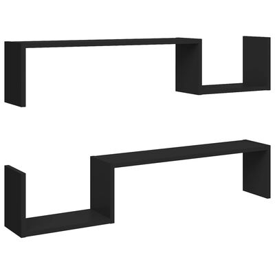 VidaXL wandschap, 2st, zwart, 100 x 15 x 20 cm