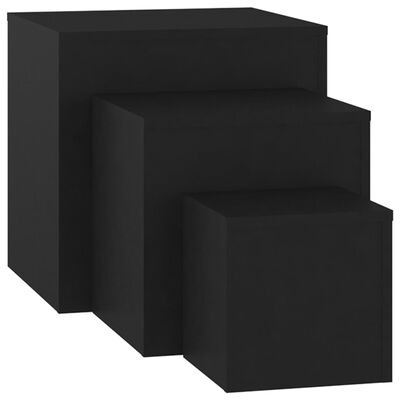 VidaXL bijzettafels, set van 3, zwart
