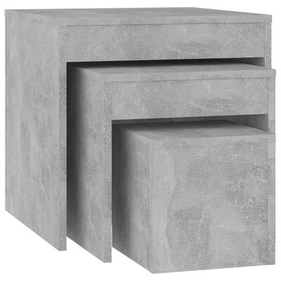 VidaXL bijzettafel, betongrijs, set van 3