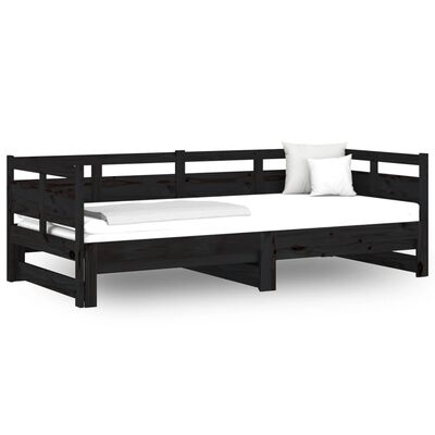 VidaXL slaapbank, zwart grenen, 90 x 200 (2x)