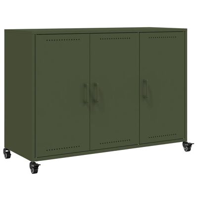 VidaXL Dressoir, staal olijfgroen, 100,5 x 39 x 72 cm