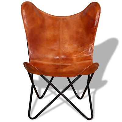 VidaXL vlinderstoel, bruin leder