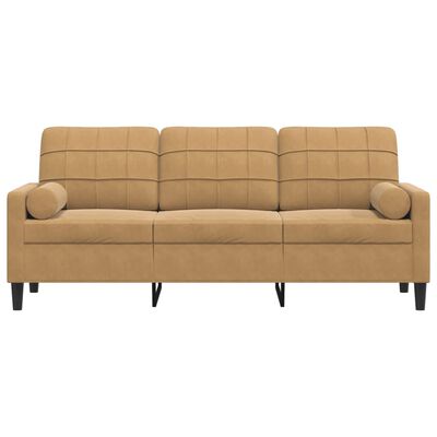 VidaXL 3-zitsbank, bruin fluweel, 198 x 77 x 80 cm