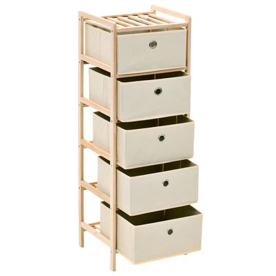VidaXL opbergmeubel met 5 stoffen manden, beige