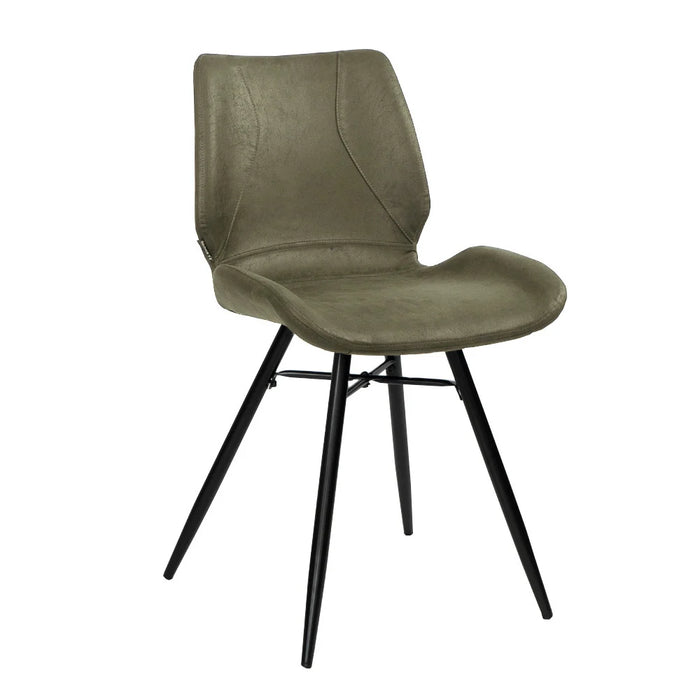 Bronx71 Jacksonville eetkamerstoel, olijfgroen ecoleer, 45,5 x 55 x 81,5 cm