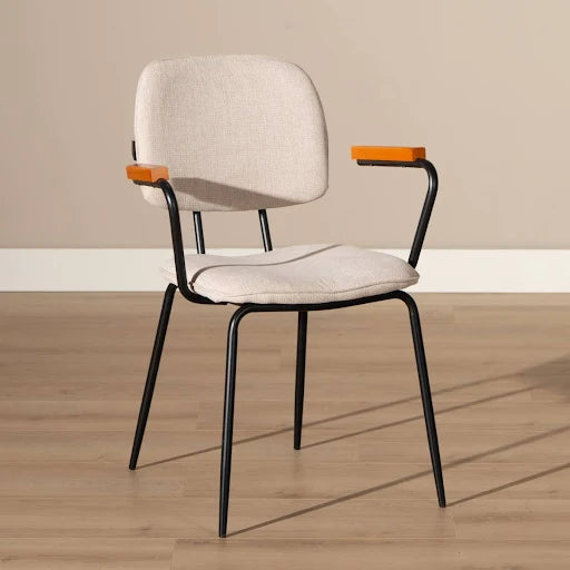 Rustic & Bear kantinestoel, model Sandefjord, beige stof, 59,5 x 57 x 66 cm
