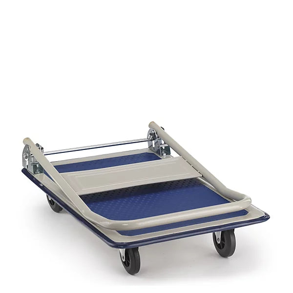 Plateauwagen met inklapbare duwbeugel, blauw