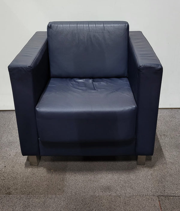 Fauteuil blauw kunstleder, B x D x H 80 x 80 x 80 cm