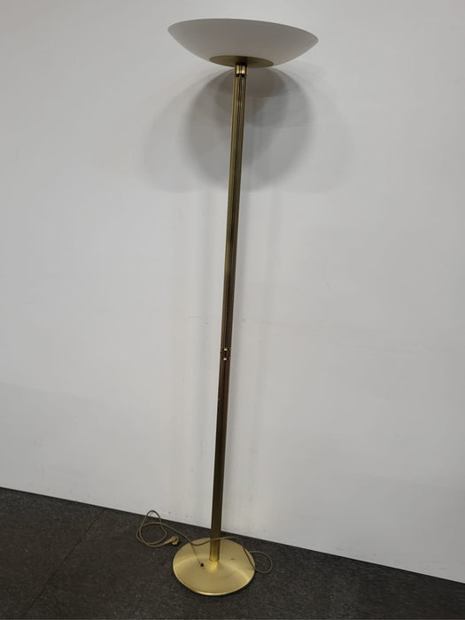 Staande lamp, messing, wit glas, 181 x 42 cm