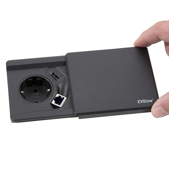 Square 80 1 stroom 1 USB 1 data Zwart (Nieuw)