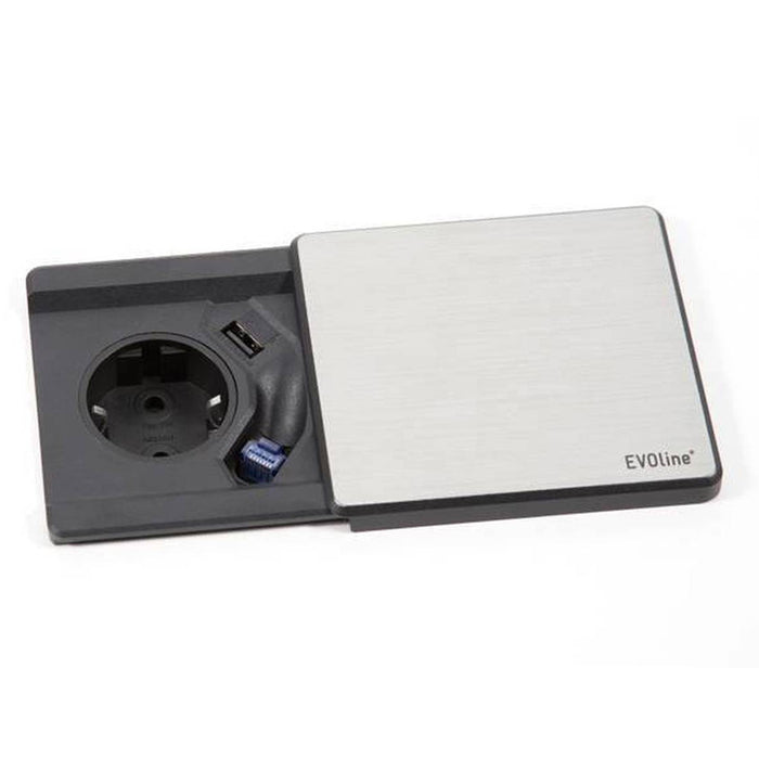 Square 80 1 stroom 1 USB 1 data RVS (Nieuw)