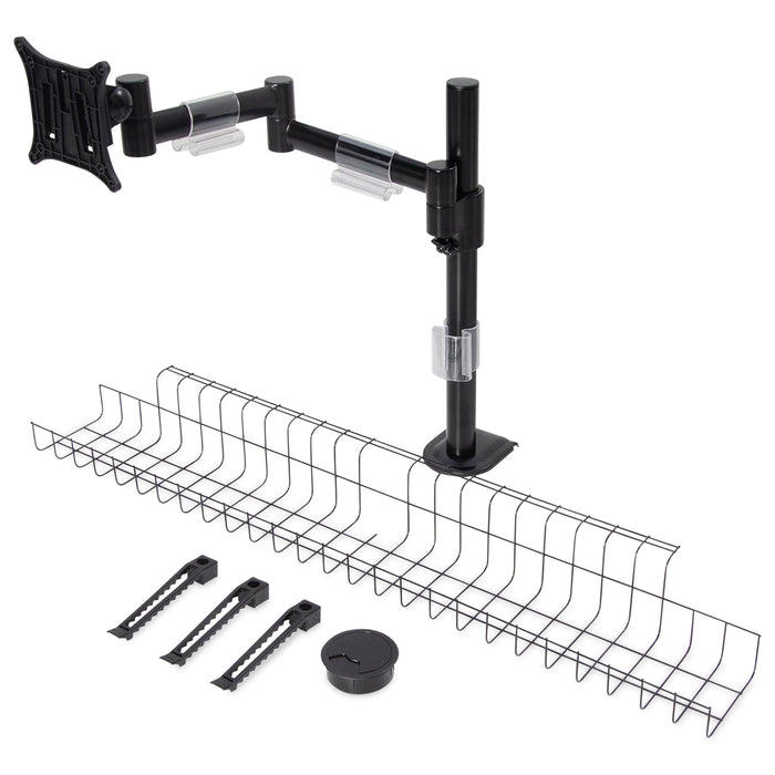 Kabelmanagementset Cleandesk Basic voor 1 scherm (Nieuw)