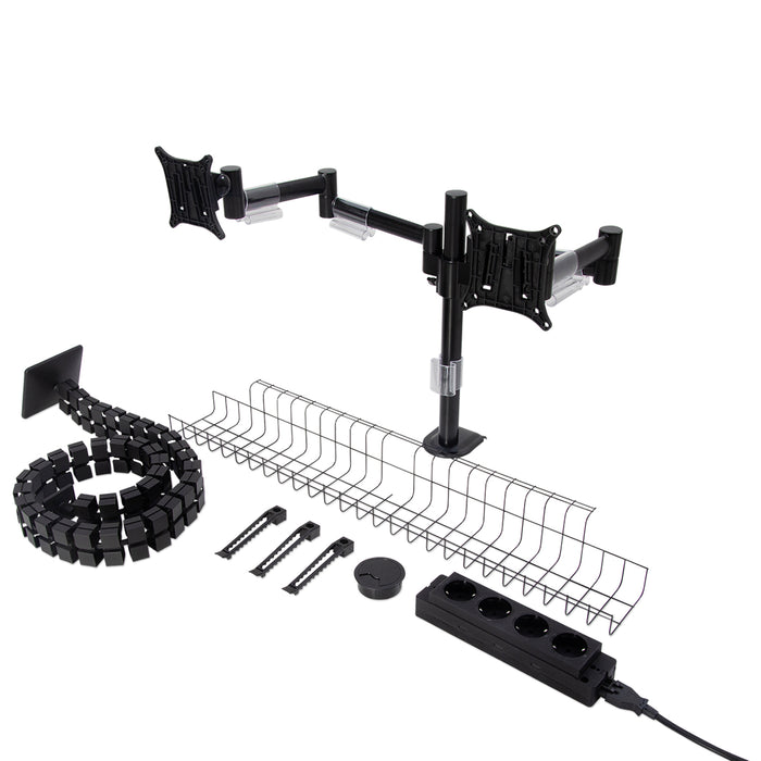 Kabelmanagementset Cleandesk Pro voor 2 schermen (Nieuw)
