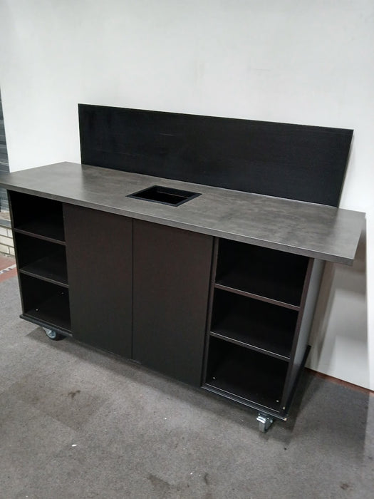 Verrijdbare buffet / afruimunit, zwart/grijs, 185 x 65 x 90 cm