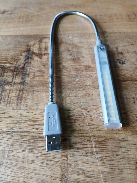 USB LED lampje, 10 stuks, 2 lichtstanden, zilver, 42 cm lang