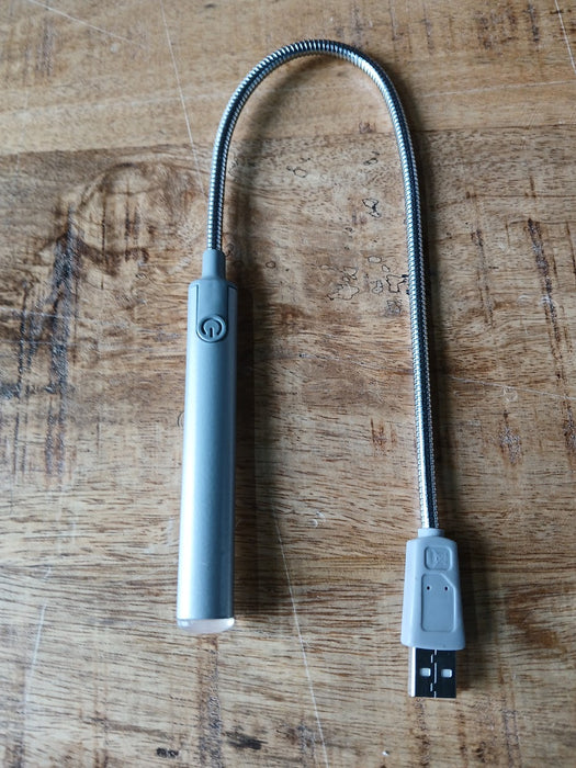 USB LED lampje, 10 stuks, 2 lichtstanden, zilver, 42 cm lang